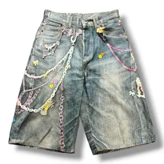 ACNE STUDIOS トロンプルイユ ハーフデニムパンツ チェーン装飾  ショートパンツ ハーフパンツ アクネストゥディオス FN-MN-SHOR000264 インディゴ 46 （20224M）のサムネイル