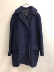 COACH コーチ ダブルブレスト ウール キュプラ混 チェスター コート sizeS/ネイビー ◆■◎レディースのサムネイル