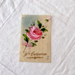 フランスアンティーク芸術的なタッチのプリムローズ 薔薇の陶器プレート 額装壁掛け フランスアンティーク芸術的なタッチのプリムローズ 薔薇の陶器