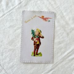 フランスアンティーク セルロイド ポストカード | ピンク薔薇のブーケ