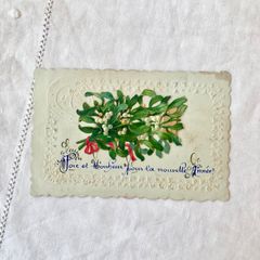 フランスアンティーク セルロイド ポストカード | ピンク薔薇のブーケ