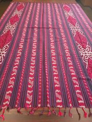 イカット インドネシア製 厚手 大判ファブリック 約175×225cm フリンジ付き【イカットH】