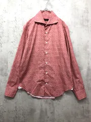 美品 ARTISAN アルチザン 柄 ワイドカラー 長袖 シャツ sizeS/レッド ■■◎メンズのサムネイル