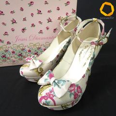 #as Jesus Diamante JESUS ​​DIAMANTE Pumps SS Antonia Pattern Marie Pink Rose Ribbon Platform Small Size with Box [1028677] k01