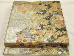 平和屋着物▽男性 単衣 紬 白橡色 キングサイズ 正絹 逸品 DABF1977ud
