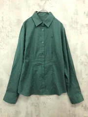 美品 WHO'S WHO gallery フーズフーギャラリー チェック ロゴ 刺繍 長袖 シャツ sizeL/緑 ■◇ レディースのサムネイル