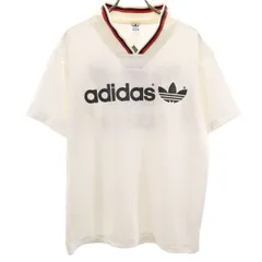 adidas アディダス 80s 90s オールド トレフォイルロゴ 半袖 Vネック シャツ M-L ホワイト デサント製 メンズ 古着のサムネイル