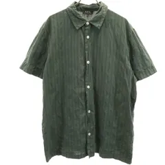 A.P.C. アーペーセー ストライプ柄 半袖 シャツ L カーキ メンズ 古着のサムネイル