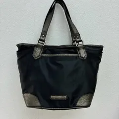 【S3-278】BURBERRY バーバリー　ナイロン　トートバッグ　メタリックレザー　ブラックのサムネイル