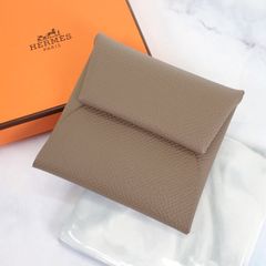 エルメス HERMES バスティア コインケース 小銭入れ 小物入れ ヴォーエプソン エトゥープ ベージュ レディース 美品【中古】【SAランク】