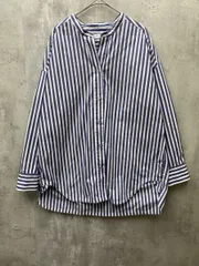 SHIPS any シップスエニィ REPREVE バンド カラー シャツ 洗濯機可能着回し ストライプ柄 size38/ネイビー ■◇ レディースのサムネイル