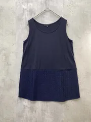 LAUTREAMONT ロートレアモン 裾レース ノースリーブ タンクトップ size38/濃紺 ■◆ レディースのサムネイル