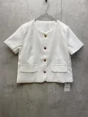 新品 GRL グレイル キルティングハートボタン ノーカラー 半袖 ジャケット ショート丈 きれいめ sizeM/ホワイト ■◆ レディースのサムネイル