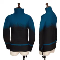 イッセイミヤケミーISSEY MIYAKE me プリーツグラデーションモックネックカットソー 青黒Fのサムネイル