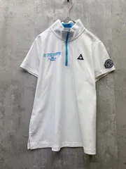 le coq sportif ルコックスポルティフ ロゴ刺繍 バックプリント ハーフジップ 半袖 ポロ シャツ ゴルフ sizeL/白 ■◆ レディースのサムネイル