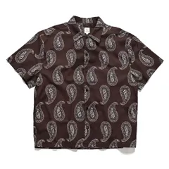 Revo. | 新品 正規 送料無料 | VINTAGE PAISLEY PATTERN COTTON SHIRT | ペイズリー柄 | 綿100% | オープンカラー | 半袖 開襟シャツ | BROWN | TH-4096のサムネイル