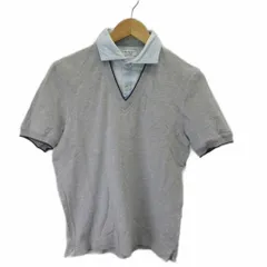 ブルネロクチネリ BRUNELLO CUCINELLI ポロシャツ S グレー ライトブルー レイヤード Vネック 半袖 /NP ■GY62のサムネイル