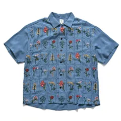 Revo. | 新品 正規 送料無料 | VINTAGE FLOWER EMBROIDERY RAYON SHIRT | 花柄刺繍 | レーヨン | オープンカラー | 半袖 開襟シャツ | BLUE | TH-4085のサムネイル
