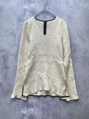 美品 ESTNATION エストネーション シワ加工 プリーツ Vネック 長袖 トップス カットソー 楊柳風 size38/アイボリー ■◇ レディースのサムネイル