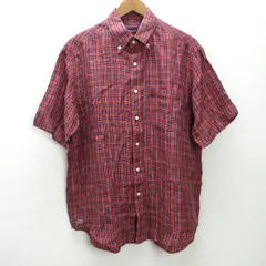 g■パーリーゲイツ/PEARLYGATES 半袖BDシャツ/チェック柄【2】赤/men's/13【中古】■のサムネイル