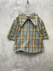 REDYAZEL レディアゼル ハープジップ チェック柄ラウンドヘムトップス シャツ sizeM/グリーン系 ■◆ レディースのサムネイル