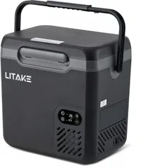 車載冷蔵庫 18L -20℃～20℃ ポータブル冷蔵庫 バッテリー内蔵可能 4Way電源対応 急速冷凍 DC12V/24V AC100V | LCD温度表示 小型 静音 軽量 省エネ 庫内灯付 ポータブル冷蔵庫 車中泊 アウトドア LZ-N18 グレーのサムネイル