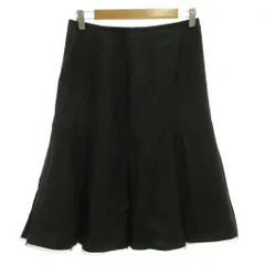 ランバン LANVIN フレアスカート 40 黒 ブラック ミディ丈 絹 シルク /SC ■ECE006のサムネイル