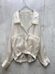美品 JAYRO ジャイロ ナイロン シアー素材 ポケ付開衿ブラウス シャツ sizeM/光沢ベージュ ■◇ レディースのサムネイル