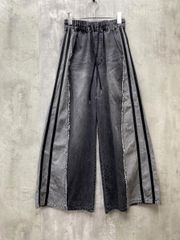 00s vintage ギミック ワイドフレアデニム トラックパンツ y2k 00s vintage ワイド デニム ギミック トラックパンツ y2k 00s