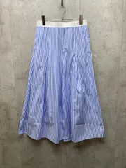 美品 PUNYUS プニュズ 渡辺直美 レイヤード風 ダブルウエストストライプ ロング フレア スカート size2/水色ｘ白 ■◆ レディースのサムネイル