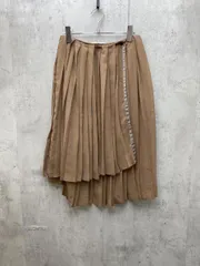 MERVEILLE H. メルベイユアッシュ ラップ プリーツ スカート 透け感 大人可愛い ひざ丈 ブラウン ■◆ レディースのサムネイル