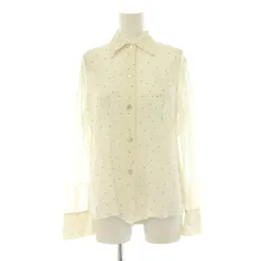 ヴィンス VINCE Sheer Dot-Print Silk Lined Blouse ブラウス ドット 長袖 XS オフホワイト /HK ■OSのサムネイル