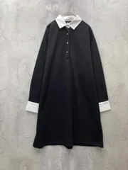 新品 OPAQUE.CLIP オペークドットクリップ 洗濯機OK ポロ衿 配色 ミニ ワンピース size38/黒ｘ白 ■◇◎レディースのサムネイル