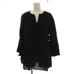 アドーア ADORE 22SS シャツ ブラウス 麻 リネン 38 黒 ブラック スリットネック 長袖 無地 /LP▲Hのサムネイル