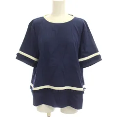 マレーラ MARELLA カットソー 麻 リネン 44 紺 ラウンドネック 半袖 フリンジ /JPのサムネイル