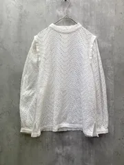 Q キュー コットン100% カットレース ボリュームスリーブ ブラウス シャツ パフスリーブ フェミニン size2/ホワイト ■◇ レディースのサムネイル