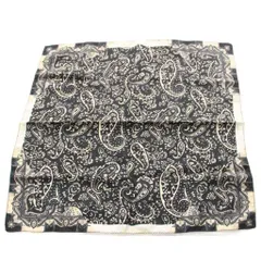 エトロ ETRO ハンカチ ポケットチーフ ペイズリー柄 シルク 黒 ブラック ベージュ /KUのサムネイル