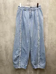 Auntie Rosa×_chunpi アンティローザ×ちゅんぴ コラボ フリンジラインのカーブワイド デニムパンツ sizeM/水色 ■■ レディースのサムネイル