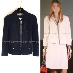 シャネル ジャケット CHANEL ブラック チェーントリム ジッパー コットン カール・ラガーフェルド作品 69万 超美品 38のサムネイル