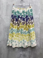 Jocomomola ホコモモラ 花柄 ミモレ丈 フレア スカート ポップ 大人可愛い size38/ベージュ×グリーン系 ■◇ レディースのサムネイル