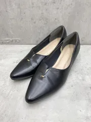 a.v.v アーヴェヴェ ローヒール パンプス Vカット ポインテッドトゥ ゴールドパーツ レザー調 入学式 フォーマル sizeL/黒 ■■ レディースのサムネイル