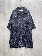 別注】シルク100% MARKAWARE 花柄 オープンカラーシャツ ブラック