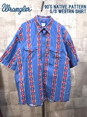 90'S ラングラー ネイテイブ柄 半袖 ウエスタンシャツ WRANGLER チマヨ柄のサムネイル