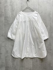 極美品 mizuiro ind アイレット刺繍レース バルーン袖ブラウス 白 F