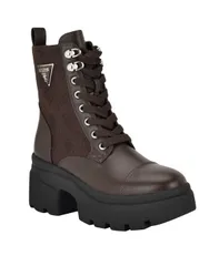 ゲス レディース シューズ ブーツ・レインブーツ プラットフォーム ブーツ GUESS Womens Yarini Platform Lug Combat Boots Dark Brown ブラウンのサムネイル