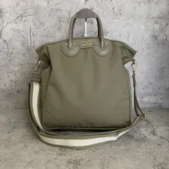 極美品　A4収納可　YOUNG&OLSEN The DRYGOODS STORE　ヤングアンドオルセン　2way ショルダーバッグ　ナイロン　レザー　カーキのサムネイル