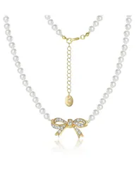ジューシークチュール レディース アクセサリー ネックレス・チョーカー・ペンダントトップ レース Juicy Couture Pave Bow Gold Tone Accents Pearl Neckのサムネイル