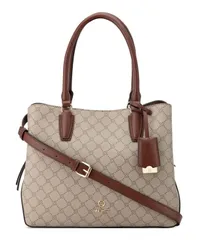 ナインウェスト レディース バッグ Nine West Lakelyn Carryallarge Satchel Bag Beige Logo Mahogany ベージュのサムネイル