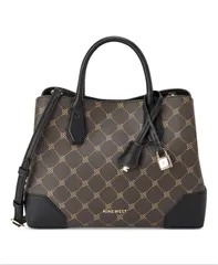 ナインウェスト レディース バッグ ハンドバッグ Nine West Womens Brooklyn Small Satchel Brown Black Logo ブラックのサムネイル