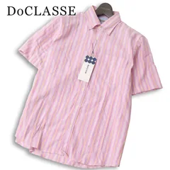 【新品 未使用】 DoCLASSE ドゥクラッセ 春夏★ 半袖 ストライプ ボタンダウン シャツ Sz.M メンズのサムネイル